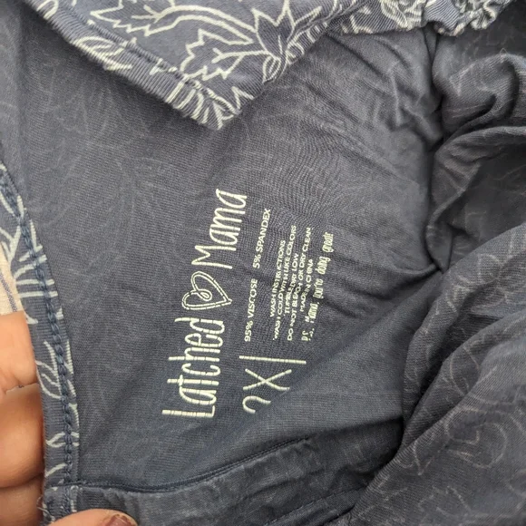 Blue Floral Maternity Breastfeeding Nursing Nightgown - Picture 7 of 7